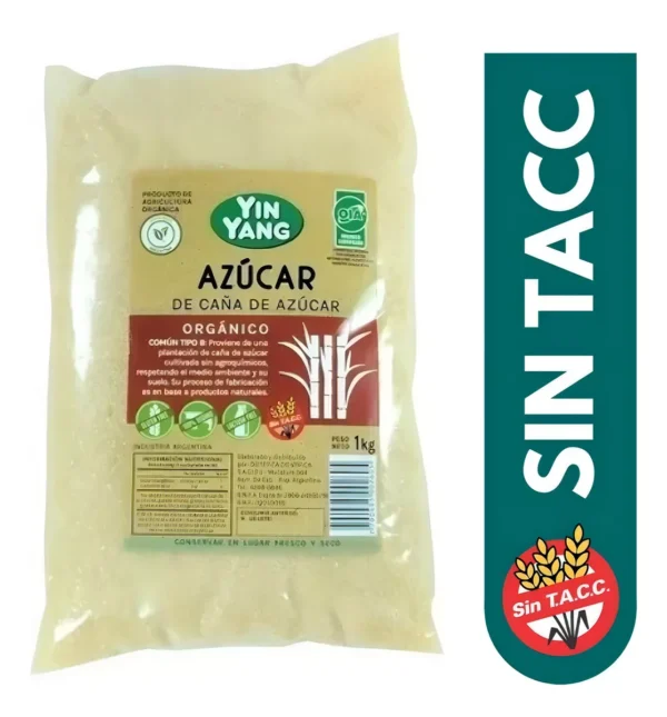 Azúcar de Caña Orgánica - Ying Yang - 1kg Sin Tacc Vegano